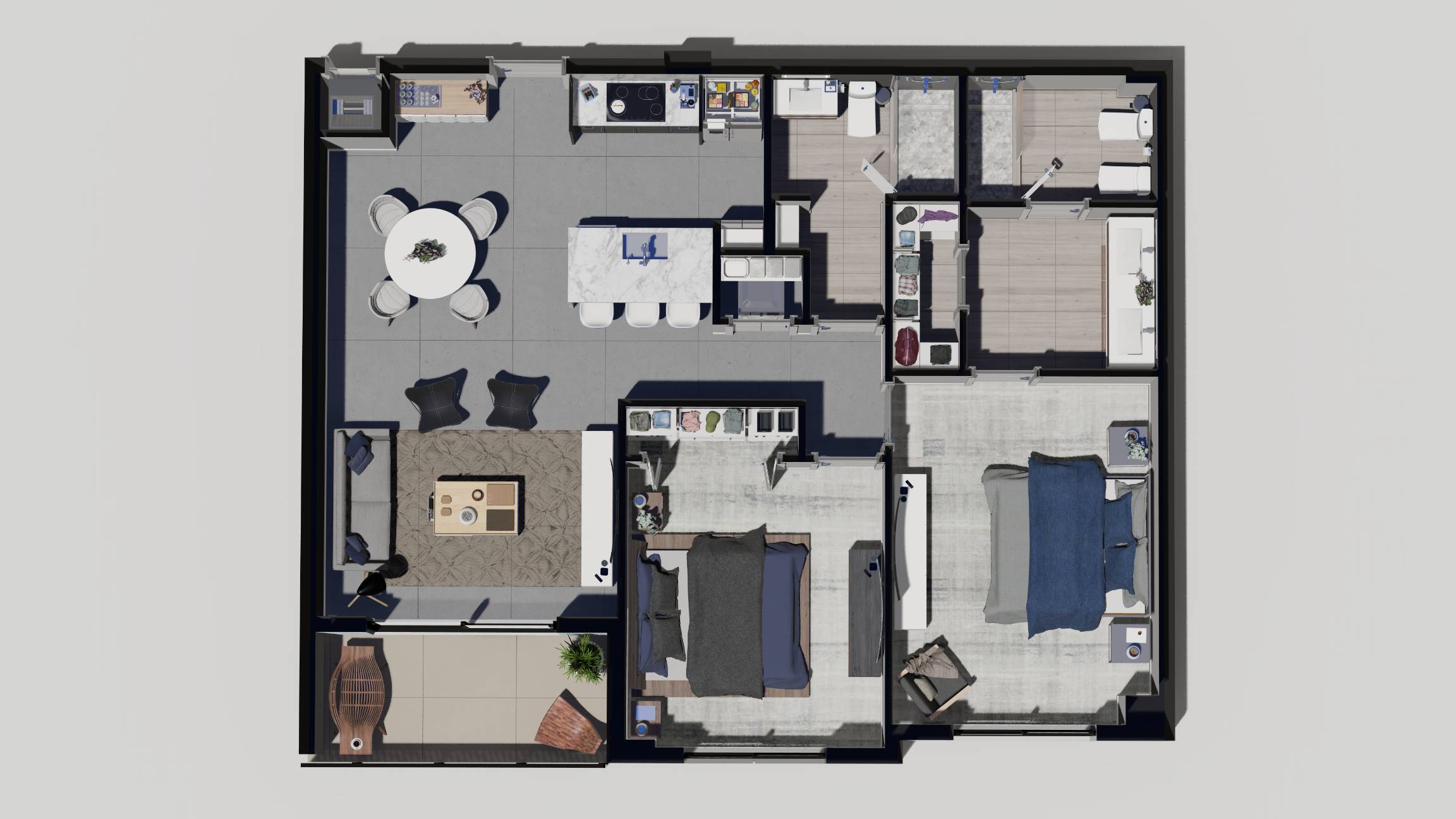 Denim 2 beds rental apartment